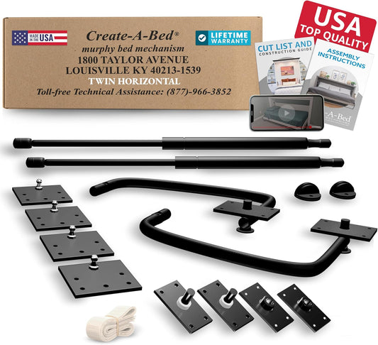 Twin Size Deluxe Murphy Bed Kit, Horizontal