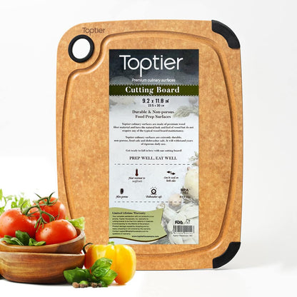 Cutting Board,  Wood Fiber Cutting Board for Kitchen, Non-Slip Kitchen Wood Chopping Board, Reversible, Eco-Friendly, Natural Wood Fiber, Small Cutting Board, 11.5 X 9.25-Inch, Natural Slate